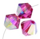Swarovski, Bicone Crystal, 4mm, Fushia AB