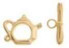 Tea Kettle Toggle, Gold Plated, 15x19mm.