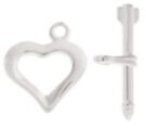 Heart Toggle, Silver Plated, 18mm.