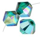 Swarovski, Bicone Crystal, 4mm, Emerald AB
