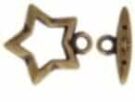 Star Toggle, Antique Gold Plated, 15mm.