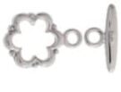 Flower Toggle, Nickel Colour, 13mm.