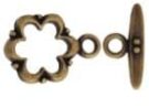 Flower Toggle, Antique Gold Plated, 13mm.