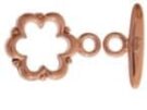 Flower Toggle, Bright Copper Plated, 13mm.