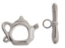 Tea Kettle Toggle, Nickel Colour, 15x19mm.