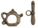 Tea Kettle Toggle, Antique Gold Plated, 15x19mm.