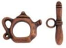 Tea Kettle Toggle, Antique Copper Plated, 15x19mm.