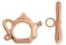 Tea Kettle Toggle, Bright Copper Plated, 15x19mm.
