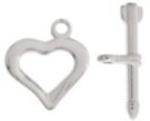 Heart Toggle, Nickel Colour, 18mm.