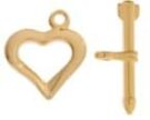 Heart Toggle, Gold Plated, 18mm.