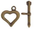 Heart Toggle, Antique Gold Plated, 18mm.