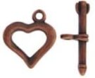 Heart Toggle, Antique Copper Plated, 18mm.