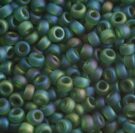 Miyuki Seed bead, Size 11/0, Transparent Green Rainbow Matte