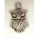 Owl Charm, Antique Silver, 20x13mm
