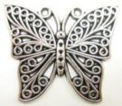 Large Butterfly Pendant, Antique Silver, 29x24mm