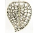 Large Filigree Leaf, Antique Silver, 48x38mm