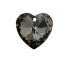Swarovski Heart Pendant, 10mm, Crystal Silver Night